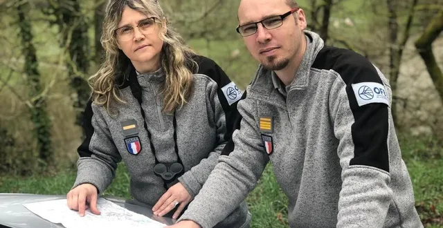 photo  saint-léonard-des-bois, mardi 10 mars 2020. aurélien landelle, responsable dans la sarthe de l’ofb, et delphine thierry, chef d’unité territoriale.  &copy;  photo le maine libre 