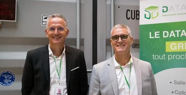 photo  gael brisson, directeur de dri, et louis guyénot, directeur de datagrex.  &copy;  ouest france 