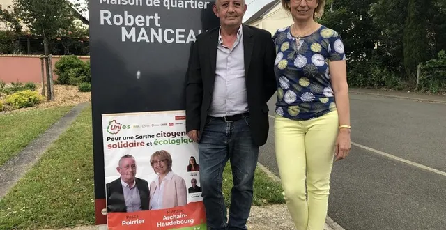 photo  nathalie archain-haudebourg et pascal poirrier, candidats aux élections départementales pour le canton le mans 6.  &copy;  photo le maine libre 