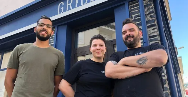photo  angers, le 7 juin 2021. manue avec alex (à droite) et léandre, le chef de salle, ont lancé l’aventure de gribiche.  &copy;  co 