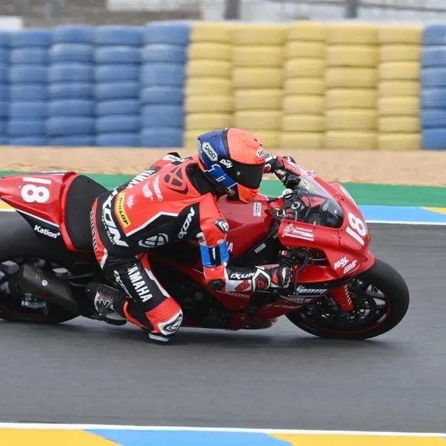 photo 24 heures du mans moto. #18. team 18 sapeurs pompiers cms motostore. france. yamaha yzf – r1. superstock. clere hugo. france.  ©  daniel fouray / ouest-france