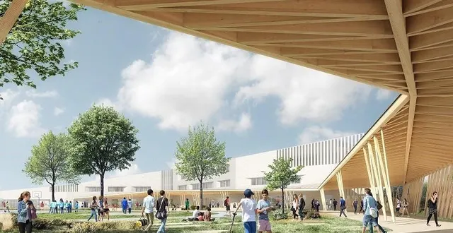 photo  le collège jean-racine d’alençon, tel qu’il devrait être d’ici quelques années. cette esquisse montre que le bois sera allié au béton dans le projet de reconstruction.  &copy;  cd61 