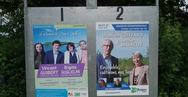photo  les candidats du canton des ponts-de-cé. à gauche brigitte guglielmi et vincent guibert (ps) avec leurs remplaçants bernard bougeois et christelle cailleux. et à droite damien coiffard et annie malécot.  &copy;  ouest-france. 