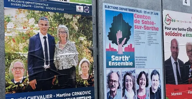 photo  les deux binômes qualifiés pour le second tour des élections départementales sur le canton de sablé sont ceux de daniel chevalier-martine crnkovic et frédéric jugnet-murielle david.  &copy;  ouest-france 
