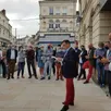 photo  nicolas leudière, maire de sablé-sur-sarthe, a annoncé les résultats du premier tour des élections départementales et régionales sur la place de la mairie, dimanche 20 juin 2021, à partir de 21 h 30. 