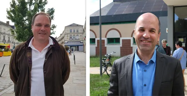 photo  à gauche, louis virfollet, candidat du rassemblement national aux élections départementales dans le canton de sablé, et rémi mareau, candidat sous la bannière unie. s (dg).  &copy;  ouest-france 