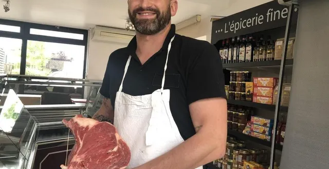 photo  christophe jardin, 34 ans, ouvre ce jeudi matin sa boucherie lombronnaise.  &copy;  le maine libre 