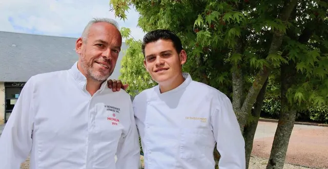 photo  arnaud viel, chef étoilé du restaurant la renaissance à argentan, et son fils arthur.  &copy;  gérard houdou, ouest-france 