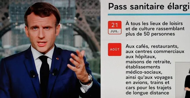 photo  le président de la république emmanuel macron a annoncé dans son allocution télévisée du 12 juillet l’extension du pass sanitaire afin d’endiguer la quatrième vague de l’épidémie de covid-19 et de faire en sorte, avec ce sésame, de passer des vacances quasi normales.  &copy;  afp 