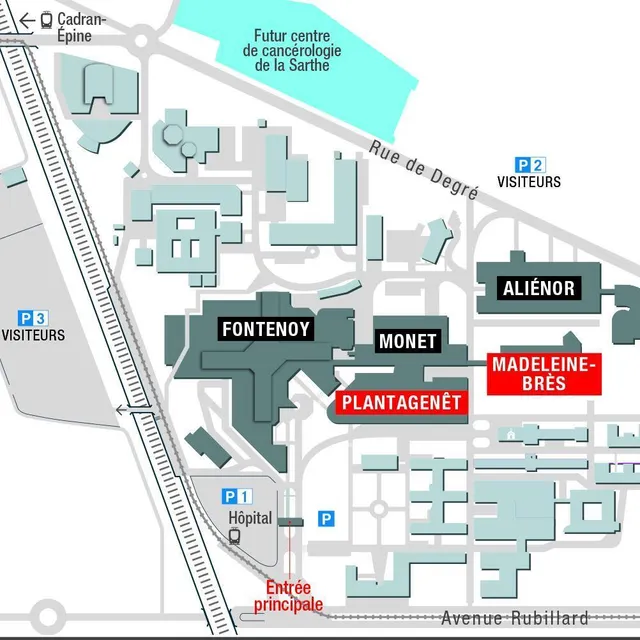 photo plantagenêt et madeleine-brès, les nouveaux bâtiments du chm.  ©  infographie le maine libre – bruno séli
