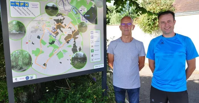 photo  robert patou (à gauche), qui a créé ce parcours avec joël fournigault, et ludovic liot, au départ de cette balade de 13 km.  &copy;  le maine libre 