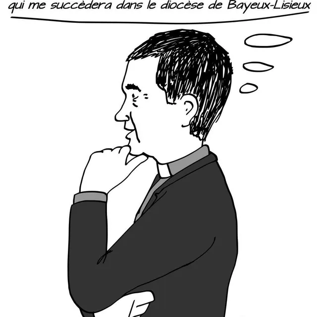 photo croqué par le père christophe peschet, prêtre à flers, mgr habert, 84e évêque de séez parti en janvier pour le diocèse de bayeux-lisieux, tout comme son prédécesseur, imagine un destin similaire pour mgr feillet. jamais deux sans trois ?  ©  christophe peschet