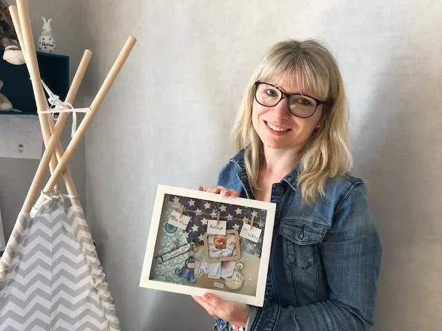 photo angélique perrin effectue des cadeaux de naissance comme ce cadre à l’effigie de son fils, arthur.  ©  ouest-france