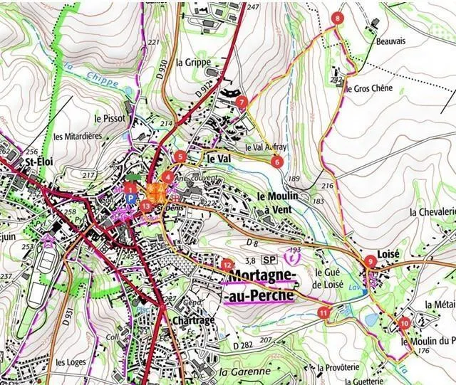 photo la carte de la boucle, d’une distance de 7,3 km et d’un dénivelé de 148 m.  ©  office de tourisme