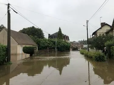 photo  le 13 juillet 2021, plusieurs communes de l’orne avaient été inondées, comme ici à gacé.  &copy;  archives ouest-france 