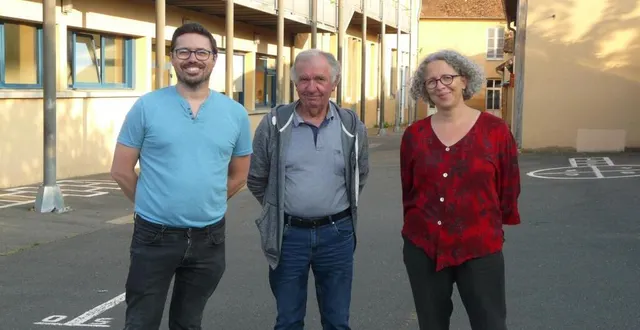 photo  sébastien le cocguen, claude martin et lea duval sont venus s’assurer de la bonne tenue des travaux juste avant la rentrée des élèves.  &copy;  le maine libre 