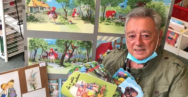 photo  étienne czinober a monté l’exposition qui présente une partie du travail d’illustration de sa mère, jeanne lagarde. « ses albums ont fait le tour du monde, ils ont été traduits dans plus d’une dizaine de langues. »  &copy;  ouest-france 