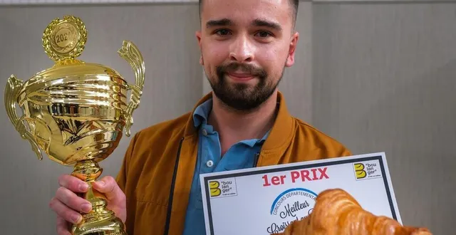 photo  le mans, jeudi 7 octobre 2021. nathan perroux a remporté le concours du meilleur croissant 2021.  &copy;  photo le maine libre-denis lambert 