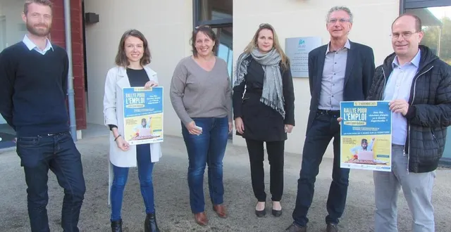 photo  l’ensemble des partenaires organisateurs du rallye pour l’emploi : mathieu bellayer pour coorace ; julie grégoire pour la cclla ; frédérique savarieau pour initiatives emploi ; annaïg quemeneur pour alise ; marc schmitter pour la cclla,et patrice athimon pour alise.  &copy;  ouest-france 