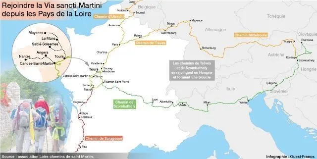 photo les trois itinéraires sur les pas de saint martin partent de nantes, mayenne et sablé-sur-sarthe pour rejoindre le « grand chemin » via sancti martini à tours puis traversent l’europe jusqu’en hongrie.  ©  annaïck leclerc / ouest-france