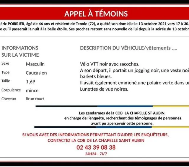photo l’appel à témoins est relayé sur la page facebook de la gendarmerie de la sarthe.  ©  gendarmerie de la sarthe