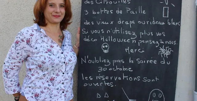 photo  sara élie, présidente du comité des fêtes, fait de la pub sur la façade de sa maison.  &copy;  le maine libre 