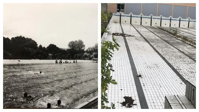 photo le bassin olympique en 1966 et ses vestiges.  ©  archives municipales du mans/ouest-france