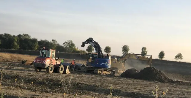 photo  le chantier du futur entrepôt géant de maximo à cerisé, près d’alençon a débuté à l’automne 2021.  &copy;  ouest-france 