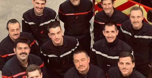 photo  ici un groupe de pompiers volontaires du centre de secours avec la moustache naissante  &copy;  le maine libre 