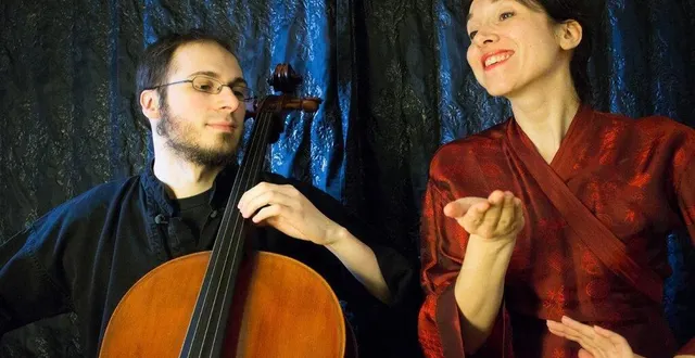 photo  la conteuse fanny milcent et jean-christophe ginez, violoncelliste, pour un spectacle de qualité le 12 décembre.  &copy;  l’abeille compagnie 