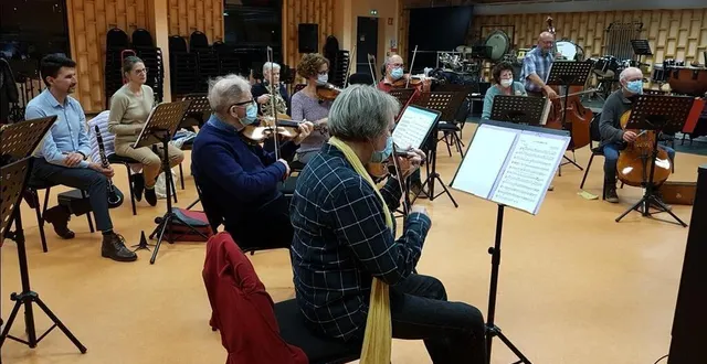 photo  dernière répétition pour l'ensemble musical scherzo, ce lundi 22 novembre 2021, avant le concert prévu à flers, ce samedi.  &copy;  dr 