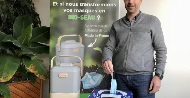 photo  sainte-gemmes-sur-loire, vendredi 17 décembre 2021. emmanuel bardin, dirigeant de comesa, espère commercialiser son bio-seau issu de masques usagés à l’été 2022.  &copy;  co – chloé bossard 