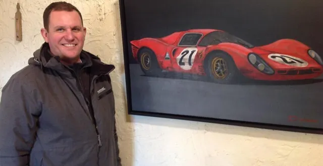 photo  olivier champion exposait dans son chai une douzaine d’œuvres liées à la course automobile.  &copy;  le maine libre 