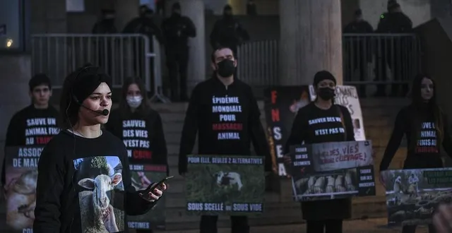 photo  des soutiens des prévenus se sont réunis devant le palais de justice alors que les agriculteurs, mobilisés pour défendre leur métier, se rendaient au marché des jacobins avec le soutien de la présidente de fnsea christiane lambert.  &copy;  le maine libre – denis lambert 
