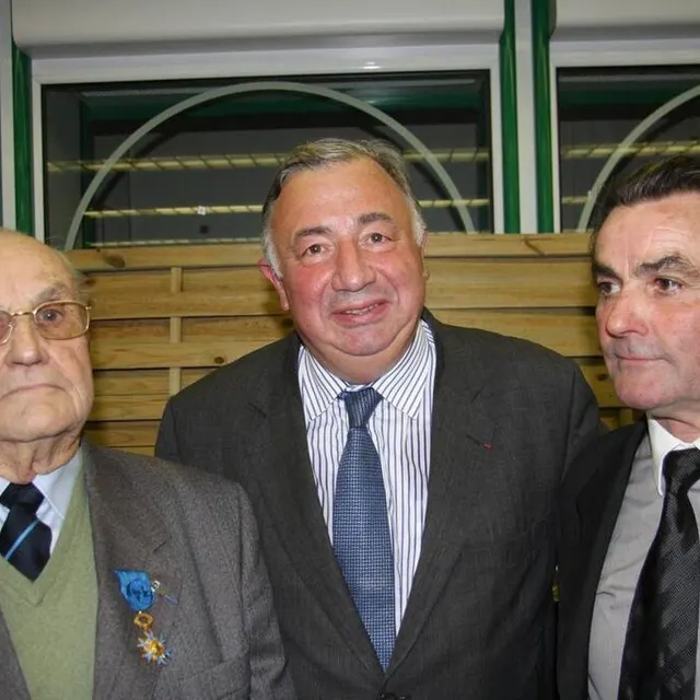 photo gérard larcher (au centre) a remis l’ordre national du mérite à albert rayon (à gauche) et l’ordre du mérite agricole à jean-yves rayon.  ©  archives ouest-france