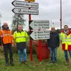 photo visite de terrain, avec (de gauche à droite) : serge batrel (maire adjoint), franck legault et christian desdouits (conseil départemental, philippe bigot (maire), teddy lelièvre (signaux girod caen).