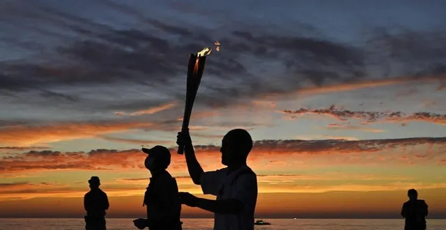 photo  la flamme olympique sera dans les régions françaises quelques mois avant l’ouverture des jeux olympiques de 2024, organisés à paris, du vendredi 26 juillet au dimanche 11 août.  &copy;  kyodo/maxppp 