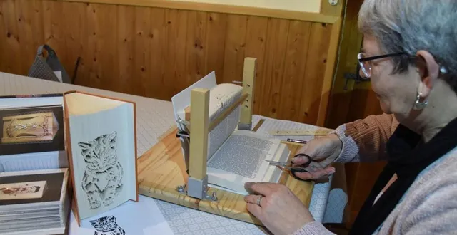 photo  avec un peu de matériel, des livres et beaucoup de patience, sylvaine donne naissance à des œuvres.  &copy;  le maine libre 