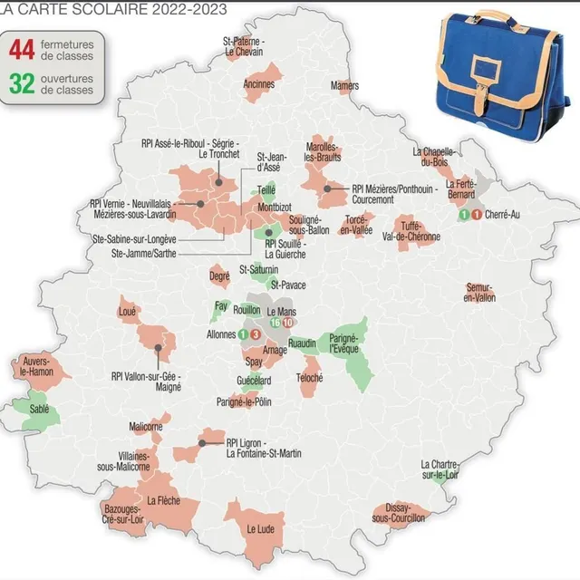 photo la carte scolaire 2021-2022  ©  infographie le maine libre