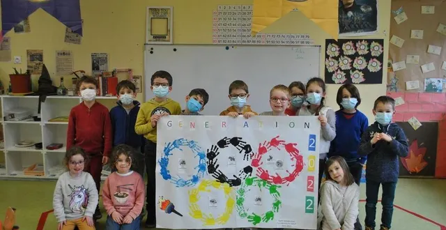 photo  la classe des gs/cp est devenue « classe olympique » pour l’année 2022/2023.  &copy;  photo école de courdemanche 