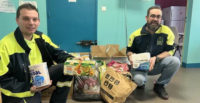 photo  anthony huard et frédéric loublier des ambulances aasa à cerisé, près d’alençon ont reçu une cinquantaine de colis.  &copy;  ouest-france 