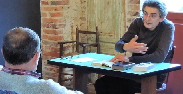 photo  une belle rencontre avec dante et jean pierre ferrini.  &copy;  le maine libre 