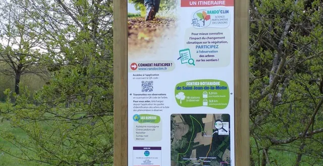 photo  un panneau, planté dans l’arboretum au départ de la rando’clim, renseigne parfaitement les éventuels randonneurs sur ce second sentier de science participative et citoyenne en sarthe.  &copy;  le maine libre 