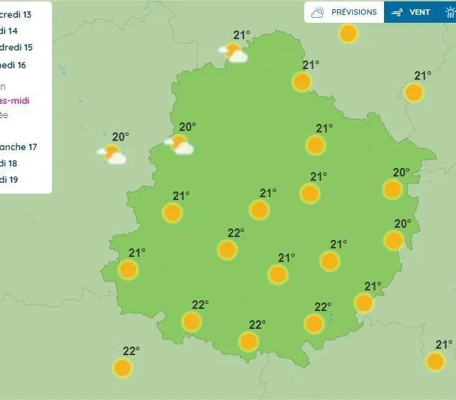 photo les prévisions de météo france pour la journée du samedi 16 avril 2022 en sarthe.  ©  météo france