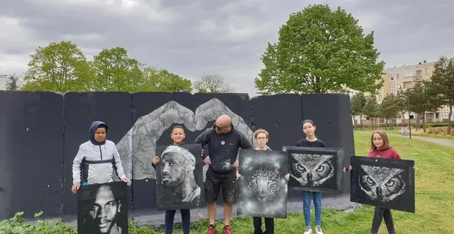 photo  à la fin de l’après-midi, le résultat des jeunes, initiés au pochoir par le street-artist lapin blanc au mans, était bluffant !  &copy;  ouest-france 