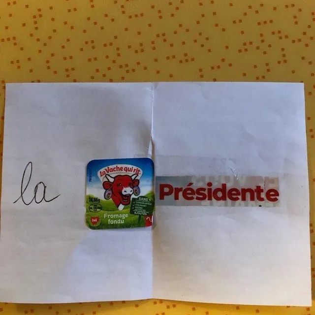 photo un bulletin de vote détournant une célèbre marque de fromage découverte dans un bulletin à angers.  ©  dr