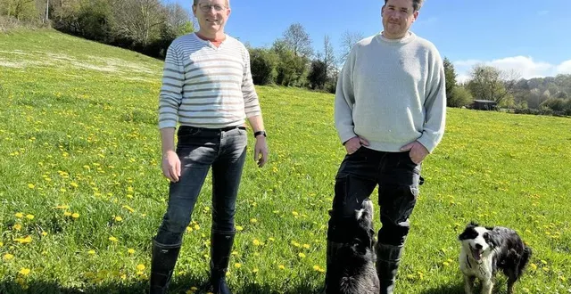 photo  une journée à la ferme le pis qui chante. olivier lebert (à gauche) a été élu président de la chambre d’agriculture en 2021. « c’est possible grâce à mes associés jérôme (à droite) et thierry car je dois m’absenter souvent de la ferme ».  &copy;  yanne boloh 