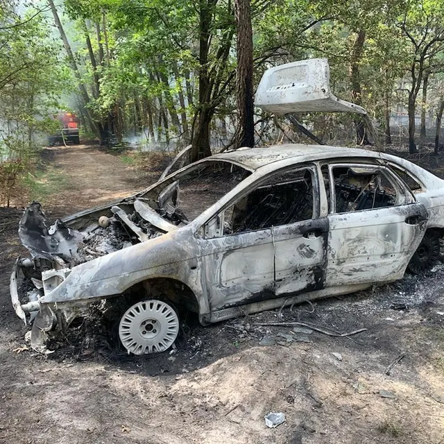 photo le feu est parti d’une voiture. les flammes se sont propagées aux arbres.  ©  le maine libre