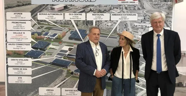 photo  le promoteur didier robin (à gauche, aux côtés de sa fille marie-charlotte et de dominique le mèner, président du conseil départemental de la sarthe) et sa société dirob, ont mené à bien le projet de réhabilitation de la zone d’activités située en zone nord du mans.  &copy;  photo le maine libre 