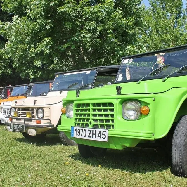 photo en vert, en beige, en blanc, en orange, en rouge : les belles couleurs des citroën méhari.  ©  ouest-france